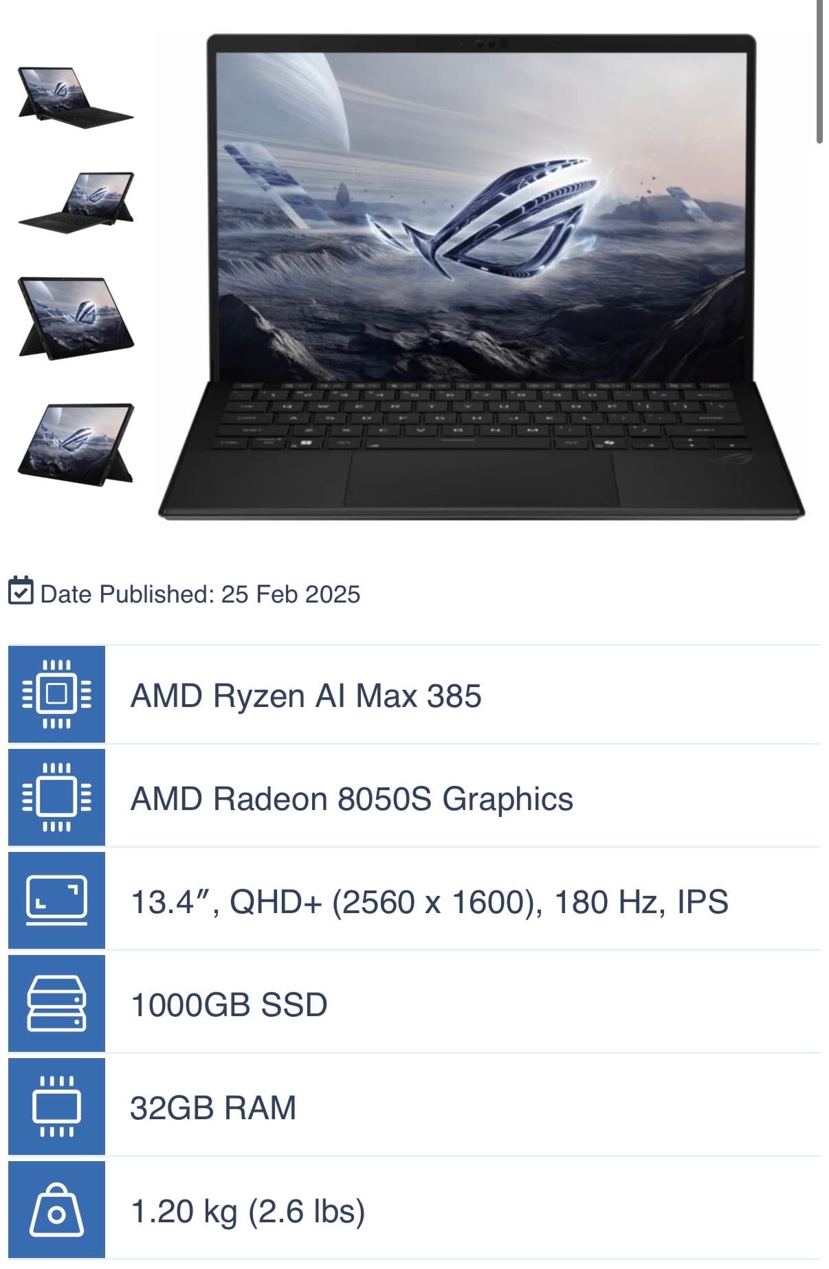 ASUS ROG Flow Z13 (3-in-1) – Ryzen AI Max 385 – 32GB RAM – Excellent Condition