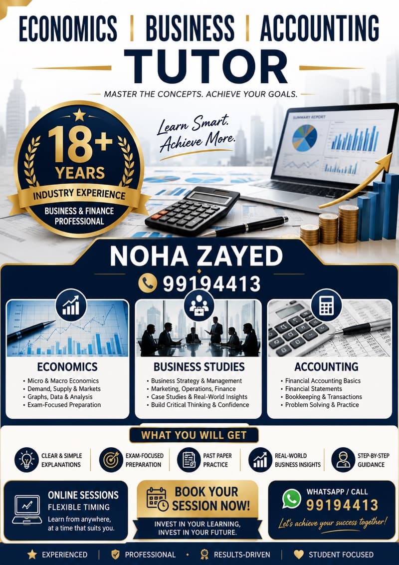 Tuition in Business, Accounting, Economics, Marketing